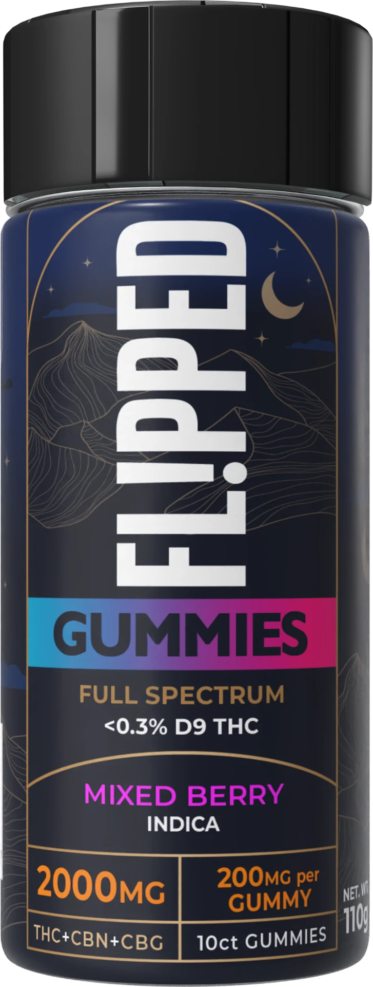 FL!PPED Mixed Berry Full Spectrum Gummies jar