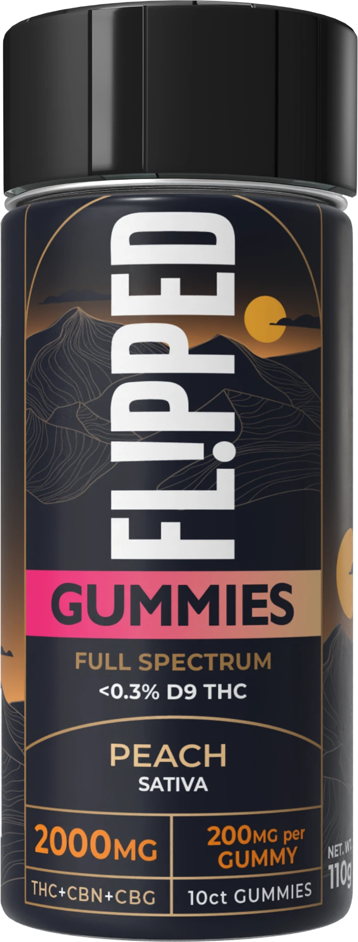 FL!PPED Peach Full Spectrum Gummies jar