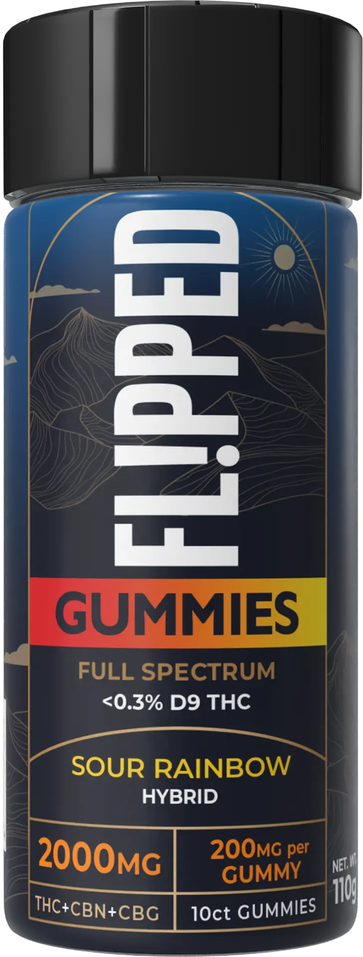 FL!PPED Sour Rainbow Full Spectrum Gummies jar