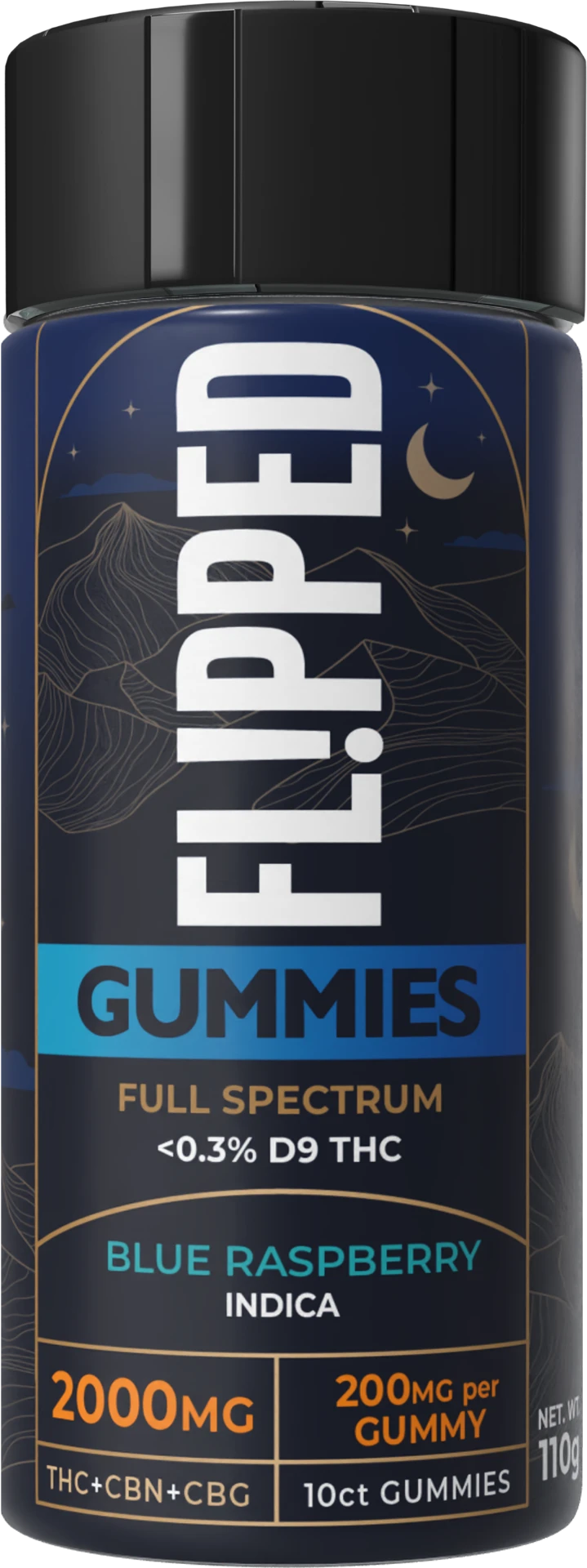 FL!PPED Blue Raspberry Full Spectrum Gummies jar