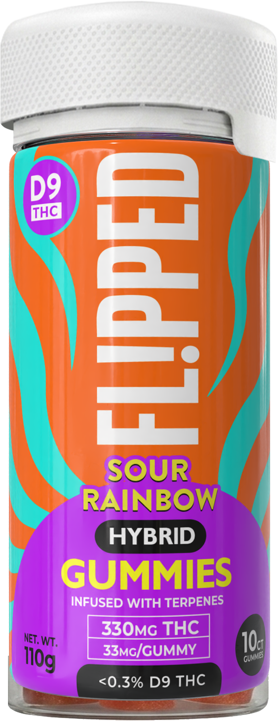 FL!PPED Sour Rainbow D9 Gummies jar